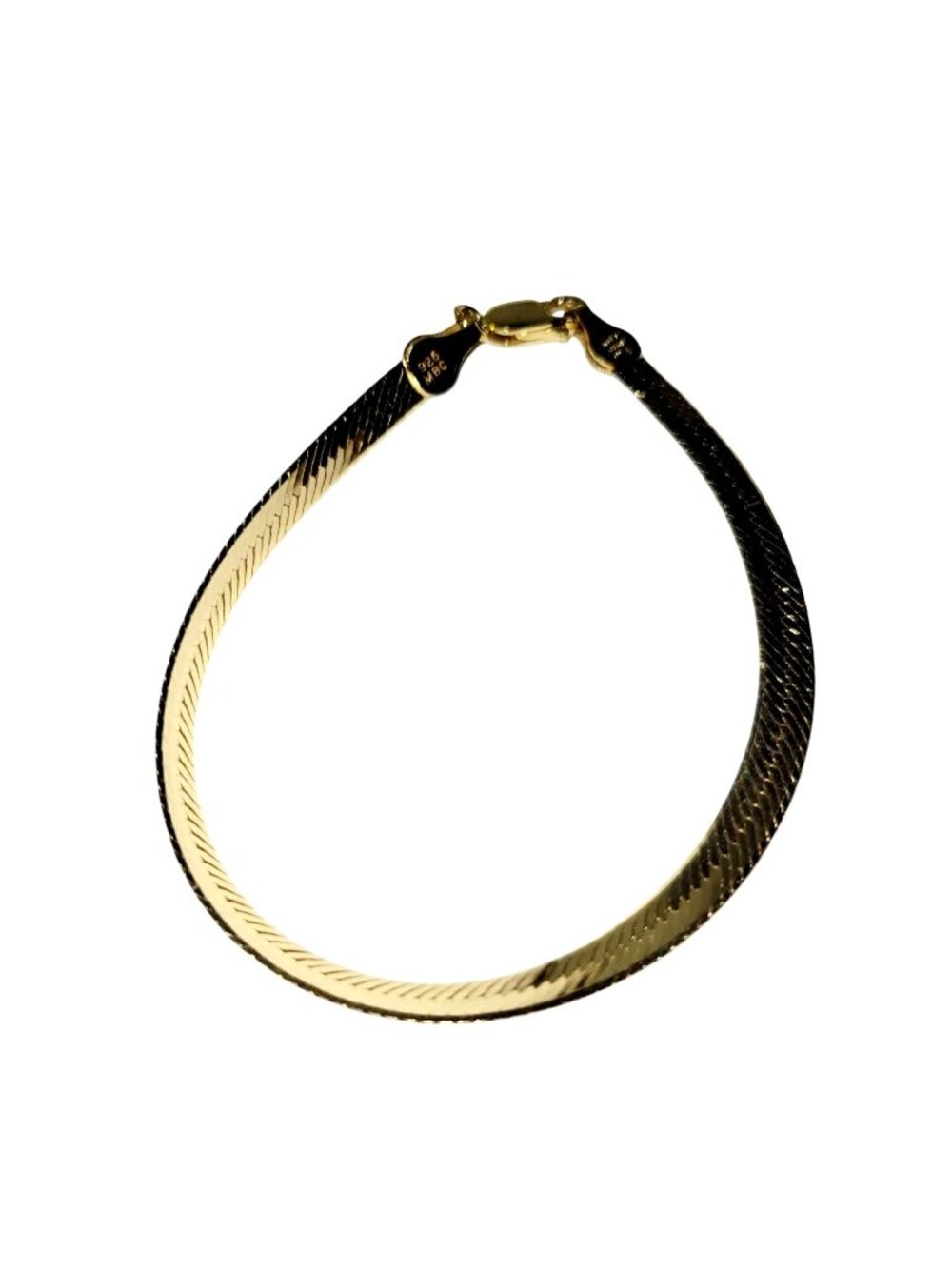 Two Gold Plated Sterling Silver Herringbone Snake Chain Necklaces and Bracelet - Picture 5 of 8